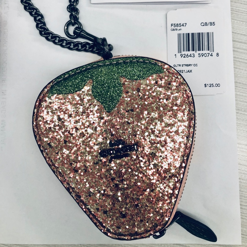 Coach Glitter Strawberry Coin Case F58547